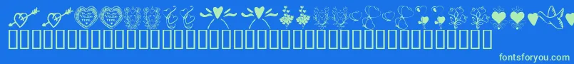KrWithHeart-fontti – vihreät fontit sinisellä taustalla