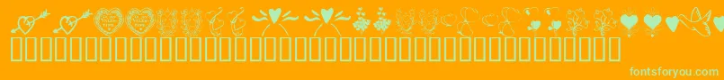 KrWithHeart-Schriftart – Grüne Schriften auf orangefarbenem Hintergrund