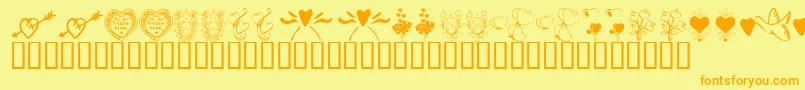 KrWithHeart-fontti – oranssit fontit keltaisella taustalla