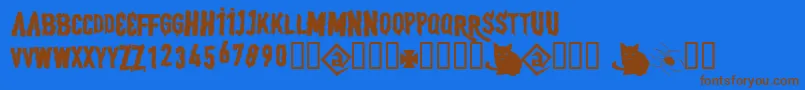 BjRevolta Font – Brown Fonts on Blue Background