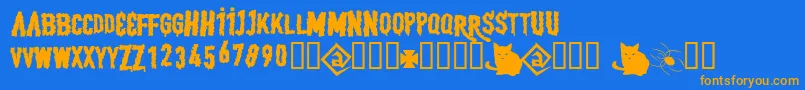 BjRevolta Font – Orange Fonts on Blue Background