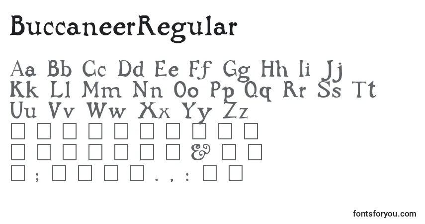 Schriftart BuccaneerRegular – Alphabet, Zahlen, spezielle Symbole
