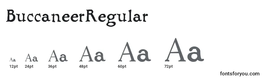 Размеры шрифта BuccaneerRegular
