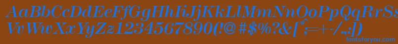 M791ModernItalic Font – Blue Fonts on Brown Background