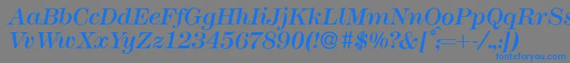 フォントM791ModernItalic – 灰色の背景に青い文字