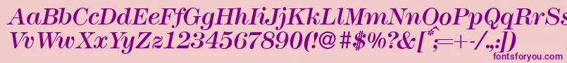 M791ModernItalic-Schriftart – Violette Schriften auf rosa Hintergrund