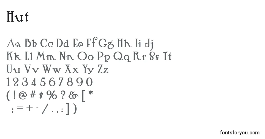 A fonte Hut – alfabeto, números, caracteres especiais