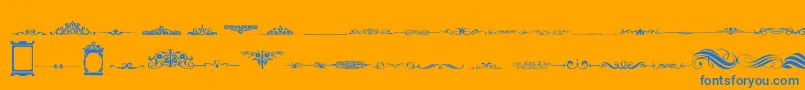 VintageDecorativeSigns2-Schriftart – Blaue Schriften auf orangefarbenem Hintergrund