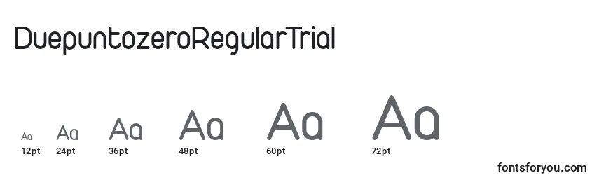 Größen der Schriftart DuepuntozeroRegularTrial