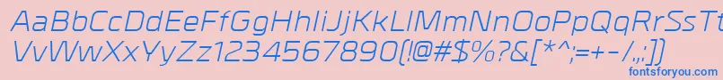 Czcionka MetralItalic – niebieskie czcionki na różowym tle