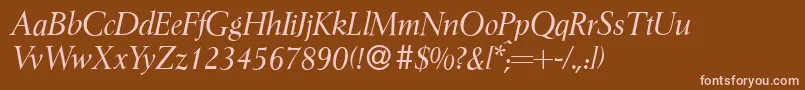 I772RomanItalic-Schriftart – Rosa Schriften auf braunem Hintergrund