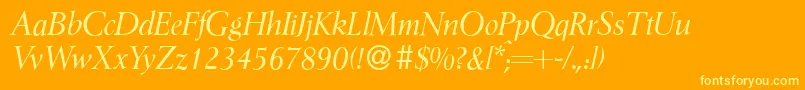 I772RomanItalic Font – Yellow Fonts on Orange Background