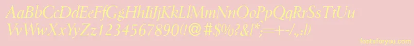 Weitere Informationen zur I772RomanItalic-Schriftart I772RomanItalic-Schriftart – Gelbe Schriften auf rosa Hintergrund