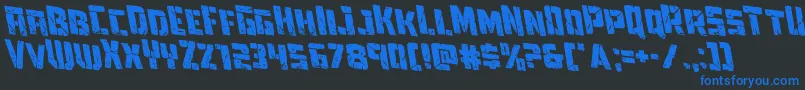 Towerruinsrotaleft-Schriftart – Blaue Schriften auf schwarzem Hintergrund