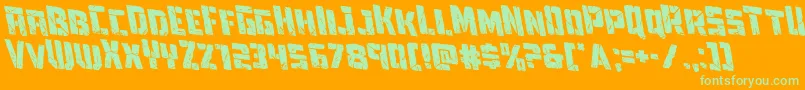 Towerruinsrotaleft-Schriftart – Grüne Schriften auf orangefarbenem Hintergrund