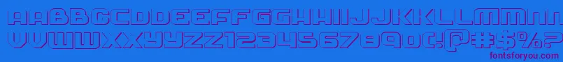 Soldier3Dexpand-Schriftart – Violette Schriften auf blauem Hintergrund