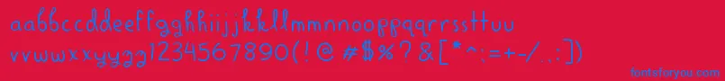 AlrightScrapbooky Font – Blue Fonts on Red Background