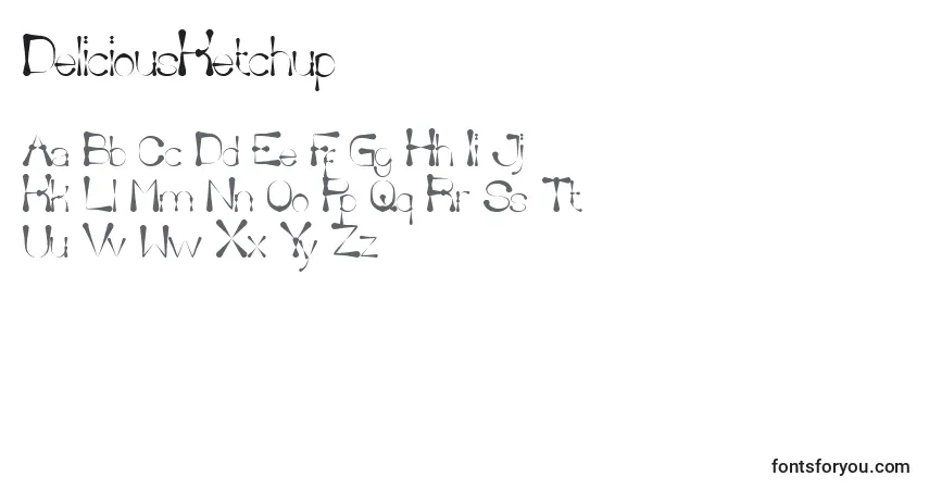 Schriftart DeliciousKetchup – Alphabet, Zahlen, spezielle Symbole