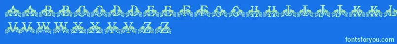 FdFlyingFlags Font – Green Fonts on Blue Background