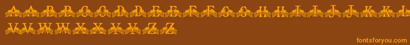 FdFlyingFlags Font – Orange Fonts on Brown Background