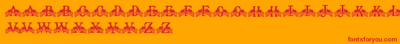 FdFlyingFlags-Schriftart – Rote Schriften auf orangefarbenem Hintergrund