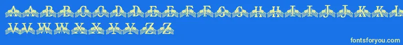 FdFlyingFlags Font – Yellow Fonts on Blue Background