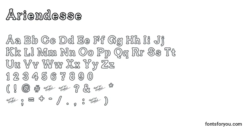 A fonte Ariendesse – alfabeto, números, caracteres especiais