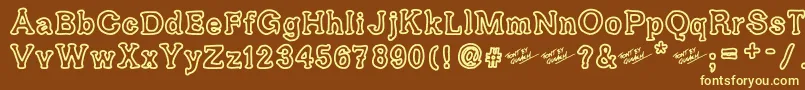 Ariendesse-fontti – keltaiset fontit ruskealla taustalla