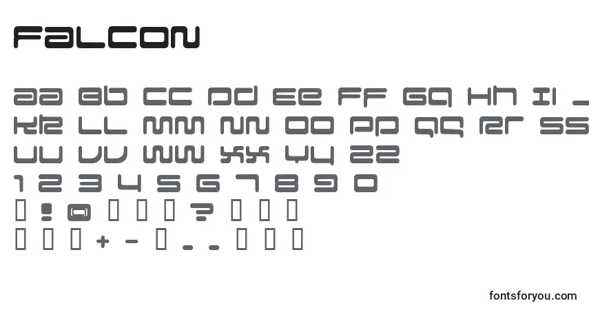 Falcon-fontti – aakkoset, numerot, erikoismerkit