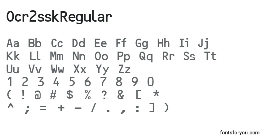 A fonte Ocr2sskRegular – alfabeto, números, caracteres especiais