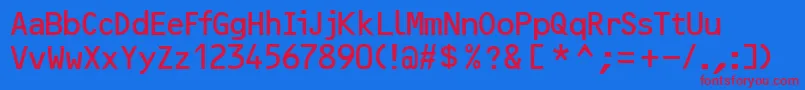 Ocr2sskRegular-Schriftart – Rote Schriften auf blauem Hintergrund