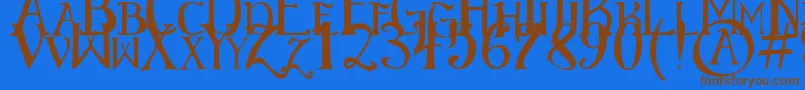 ElementaryGothic-Schriftart – Braune Schriften auf blauem Hintergrund