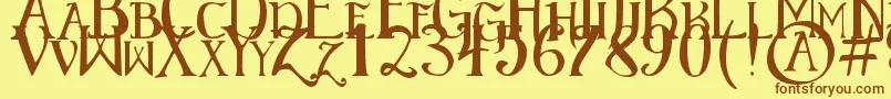 Weitere Informationen zur ElementaryGothic-Schriftart ElementaryGothic-Schriftart – Braune Schriften auf gelbem Hintergrund