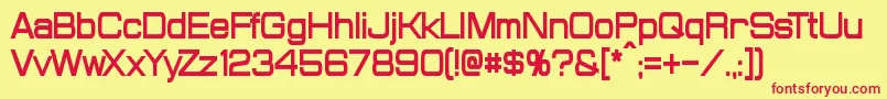 ProbertCondensedBold-Schriftart – Rote Schriften auf gelbem Hintergrund