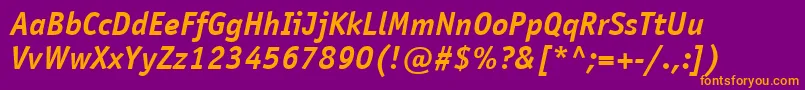 ItcOfficinaSansLtBoldItalic Font – Orange Fonts on Purple Background