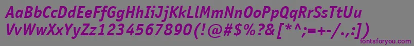 Шрифт ItcOfficinaSansLtBoldItalic – фиолетовые шрифты на сером фоне