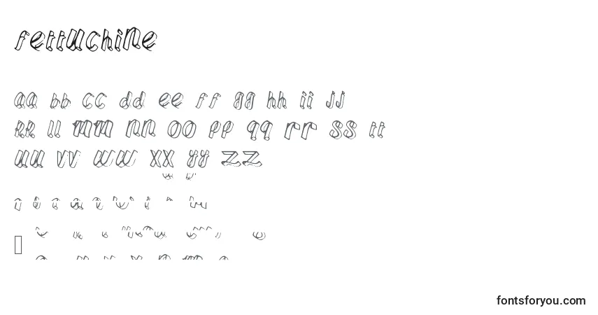Schriftart Fettuchine – Alphabet, Zahlen, spezielle Symbole