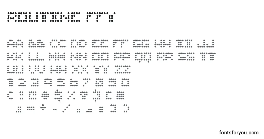 Czcionka Routine ffy – alfabet, cyfry, specjalne znaki