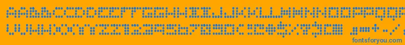 Routine ffy-Schriftart – Blaue Schriften auf orangefarbenem Hintergrund