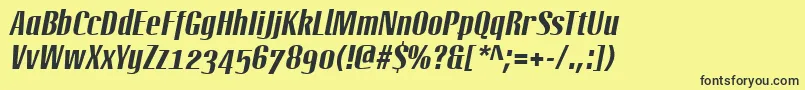 Czcionka LinotypeoctaneBolditalic – czarne czcionki na żółtym tle