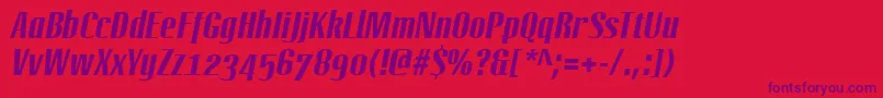 LinotypeoctaneBolditalic-Schriftart – Violette Schriften auf rotem Hintergrund