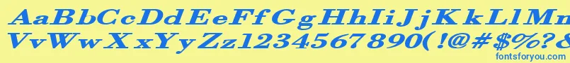 フォントOrgrexbi – 青い文字が黄色の背景にあります。