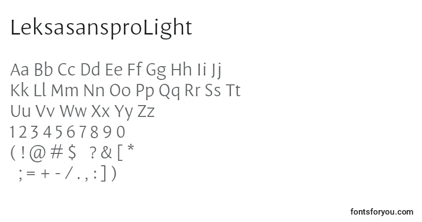 Schriftart LeksasansproLight – Alphabet, Zahlen, spezielle Symbole