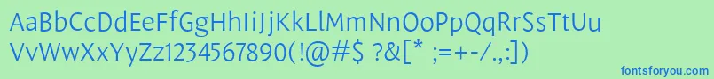 LeksasansproLight-Schriftart – Blaue Schriften auf grünem Hintergrund