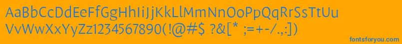 フォントLeksasansproLight – オレンジの背景に青い文字