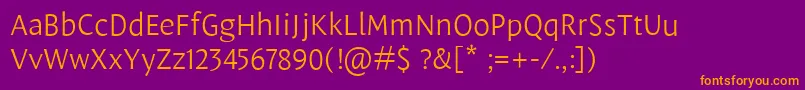 LeksasansproLight-Schriftart – Orangefarbene Schriften auf violettem Hintergrund