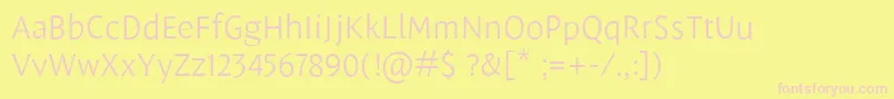 LeksasansproLight-Schriftart – Rosa Schriften auf gelbem Hintergrund