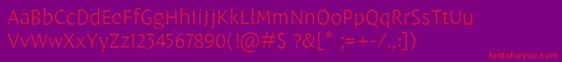 LeksasansproLight Font – Red Fonts on Purple Background