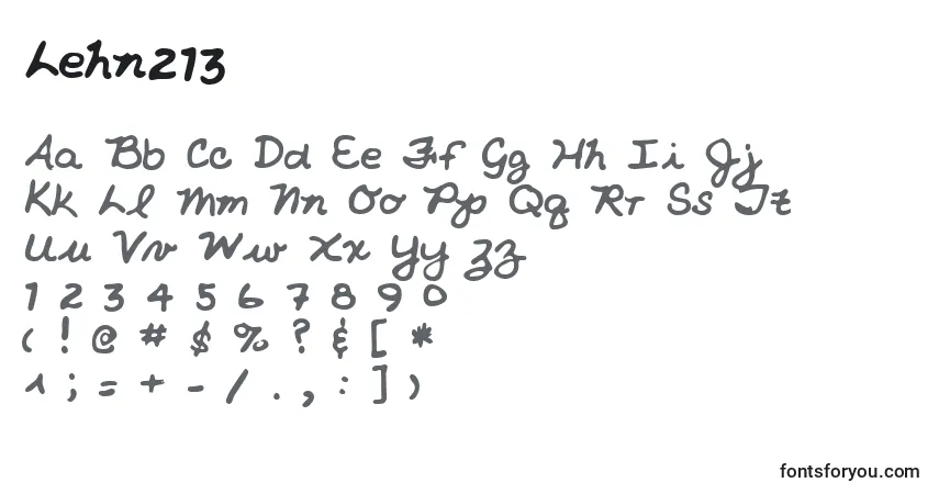 A fonte Lehn213 – alfabeto, números, caracteres especiais