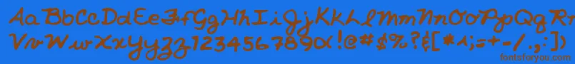 フォントLehn213 – 茶色の文字が青い背景にあります。